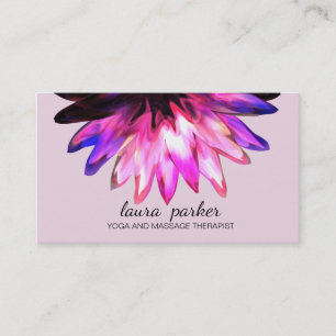 Lotus Flower Pink Watercolor Yoga Healing Massage Business Card