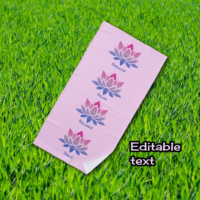Lotus flower pink your text beach towel (Creator Uploaded)