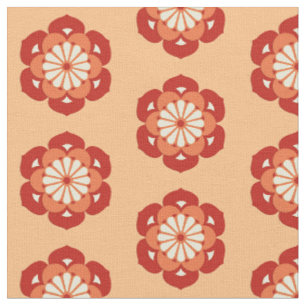 Lotus Flower Print, Pastel and Mandarin Orange Fabric