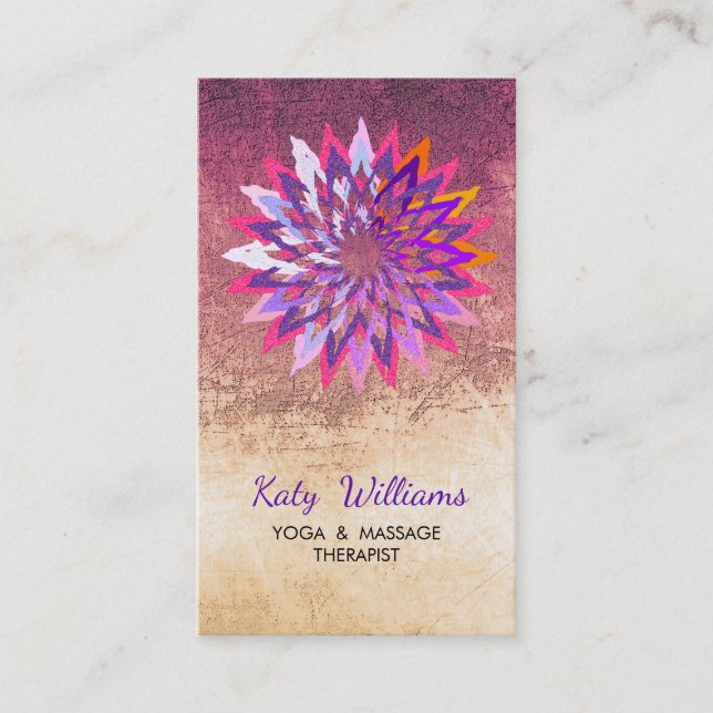 Lotus Flower Purple Yoga  Meditation Holistic Business Card (Front)