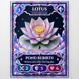 Lotus Flower, Rainbow Foil Art Postcard