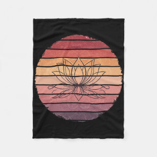 Lotus Flower Retro Mandala Sunset Yoga Boho Medita Fleece Blanket
