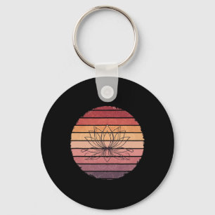 Lotus Flower Retro Mandala Sunset Yoga Boho Medita Key Ring
