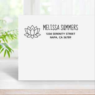Lotus Flower Return Address Rubber Stamp
