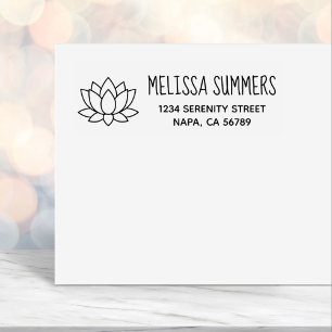 Lotus Flower Return Address Self-inking Stamp