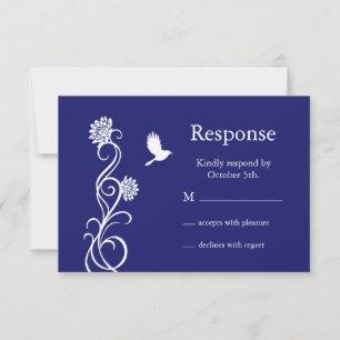 Lotus Flower RSVP (indigo) Card