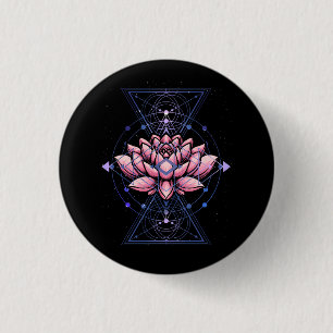 Lotus Flower Sacred Geometry Yoga Meditation Spiri 3 Cm Round Badge