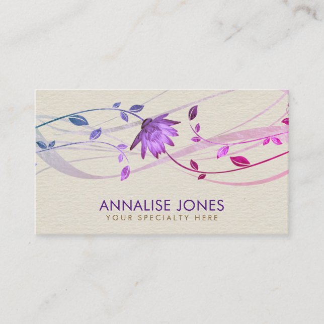 Lotus Flower Swirl  on Canvas Business Card (Front)