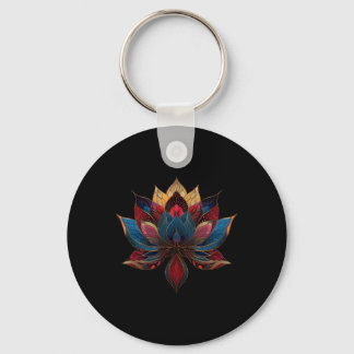 Lotus Flower Vintage Japanese Zen Buddhism Yoga _2 Key Ring