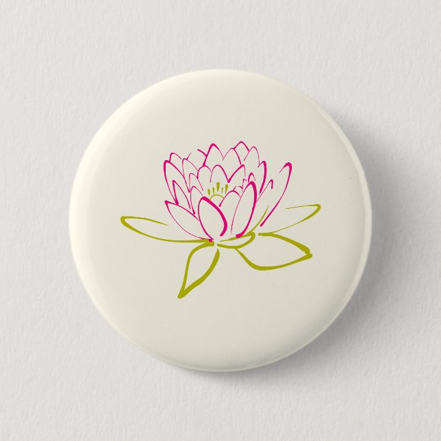 Lotus Flower / Water Lily Illustration 6 Cm Round Badge (Front)