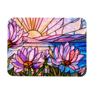 Lotus Flower Water Lily Pink Purple Orange Sunset Magnet