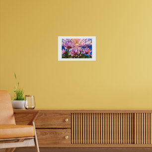 Lotus Flower Water Lily Pink Purple Orange Sunset Poster