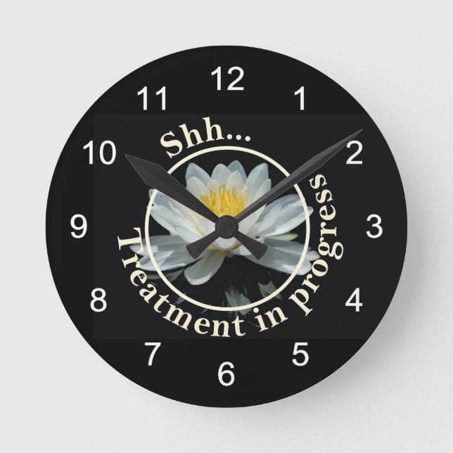 Lotus Flower / Water Lily Round Clock (Front)