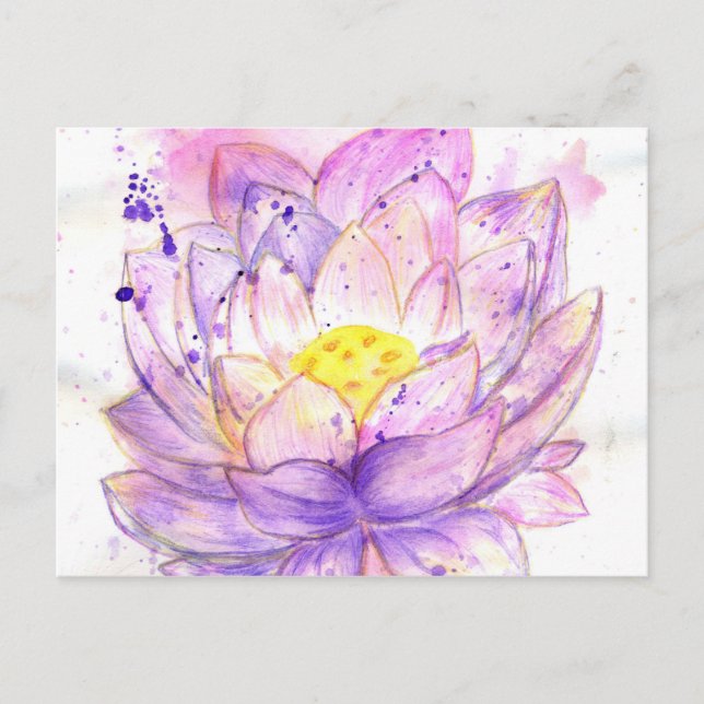 Lotus Flower Watercolor 4 Postcard (Front)