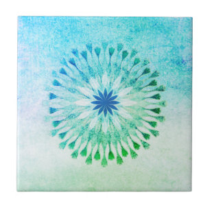 Lotus Flower Watercolor Beach Art Healing Yoga Tile