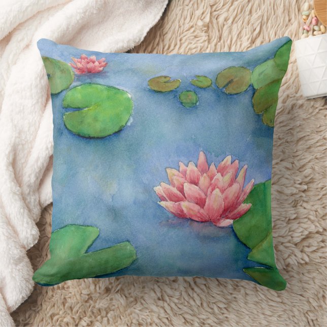 Lotus flower watercolor cushion (Blanket)