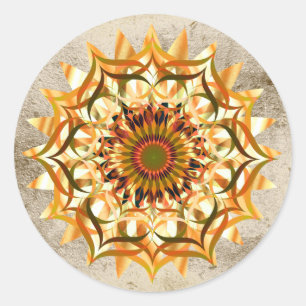 Lotus Flower Watercolor Gold Logo Healing Yoga Classic Round Sticker