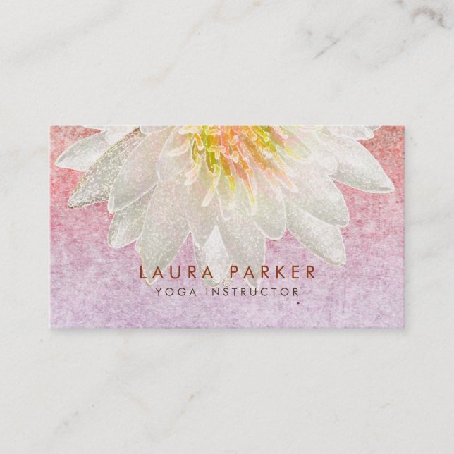 Lotus Flower Watercolor Healing Meditation Yoga Business Card (Front)