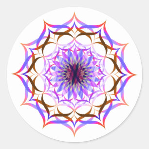 Lotus Flower Watercolor Mandala Healing Yoga Classic Round Sticker