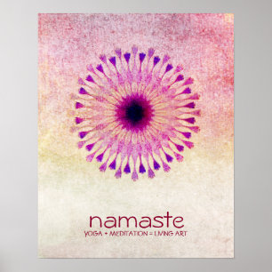 Lotus Flower Watercolor Namaste Yoga Meditation Poster