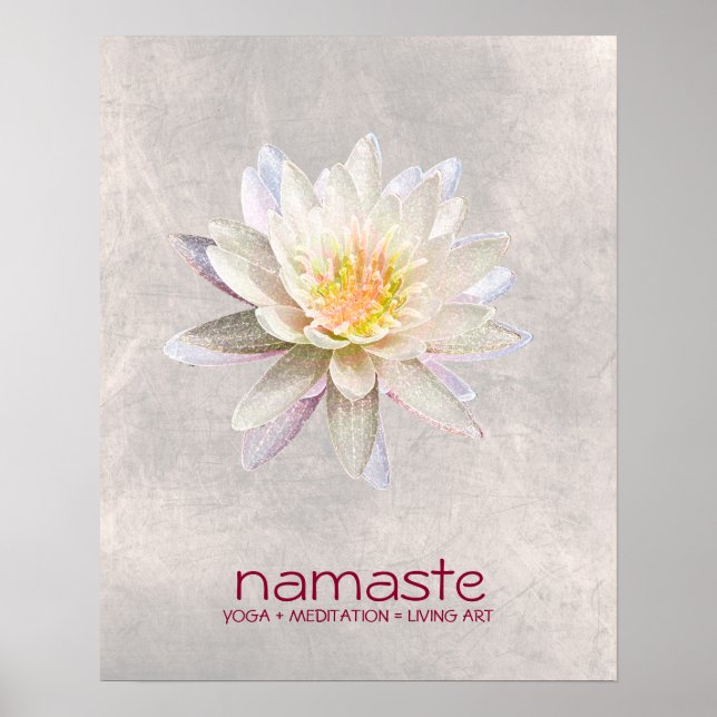 Lotus Flower Watercolor Namaste Yoga Meditation Poster (Front)