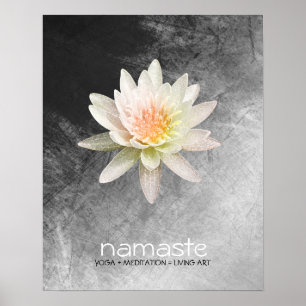 Lotus Flower Watercolor Namaste Yoga Meditation Poster