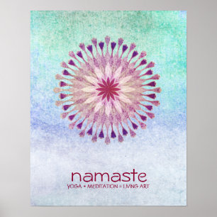 Lotus Flower Watercolor Namaste Yoga Meditation Poster