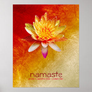 Lotus Flower Watercolor Namaste Yoga Meditation Poster