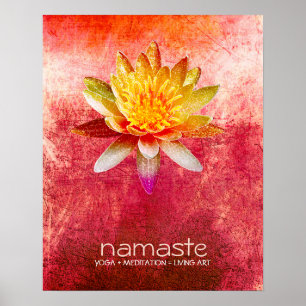 Lotus Flower Watercolor Namaste Yoga Meditation Poster