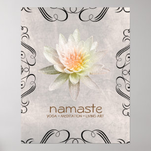 Lotus Flower Watercolor Namaste Yoga Meditation Poster