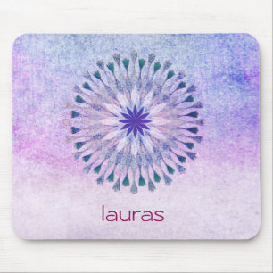 Lotus Flower Watercolor Peacock Yoga Meditation Mouse Pad