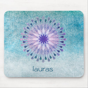 Lotus Flower Watercolor Peacock Yoga Meditation Mouse Pad