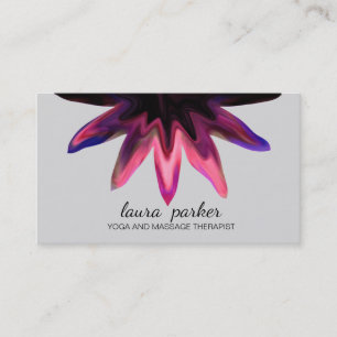 Lotus Flower Watercolor Yoga Healing Massage Business Card