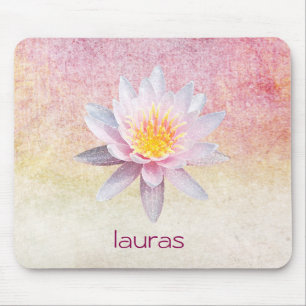 Lotus Flower Watercolor Yoga Meditation Mouse Pad