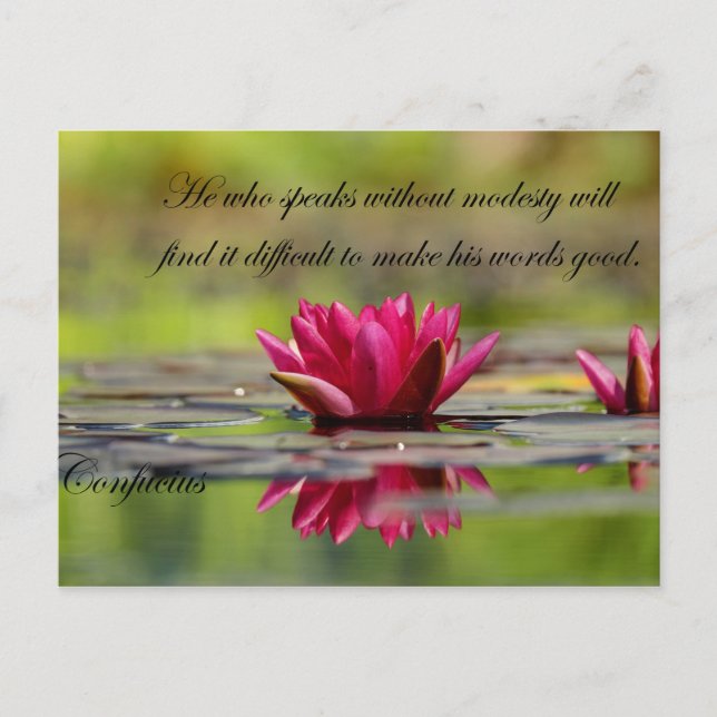 Lotus Flower with Confucius Quotes Postcard (Front)