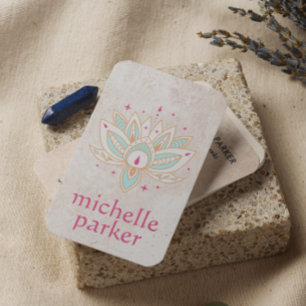 LOTUS FLOWER WITH STARS BOHO Yoga Holistic Coach  Business Card