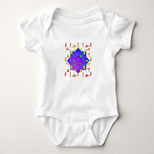 Lotus Flower With Yoga Poses Baby Bodysuit (Front)