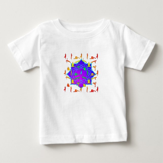 Lotus Flower With Yoga Poses Baby T-Shirt (Front)
