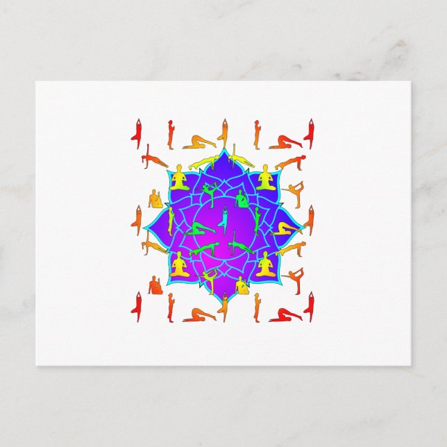 Lotus Flower With Yoga Poses Postcard (Front)
