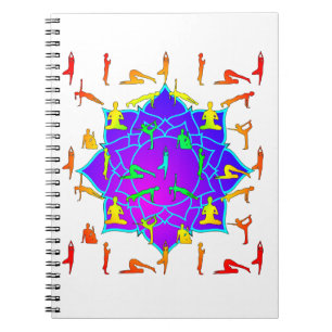 Lotus Flower With Yoga Poses Spiral Notebook