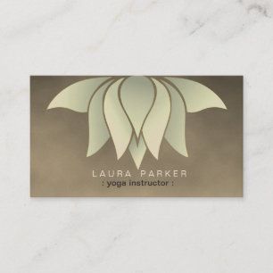 Lotus Flower Yoga Instructor Green Gold Meditation Business Card
