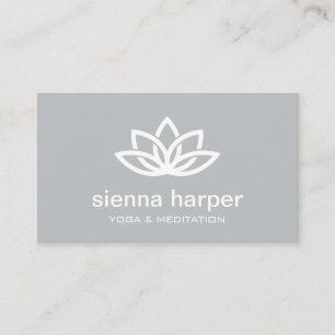 Lotus Flower Yoga Instructor Grey Business Card
