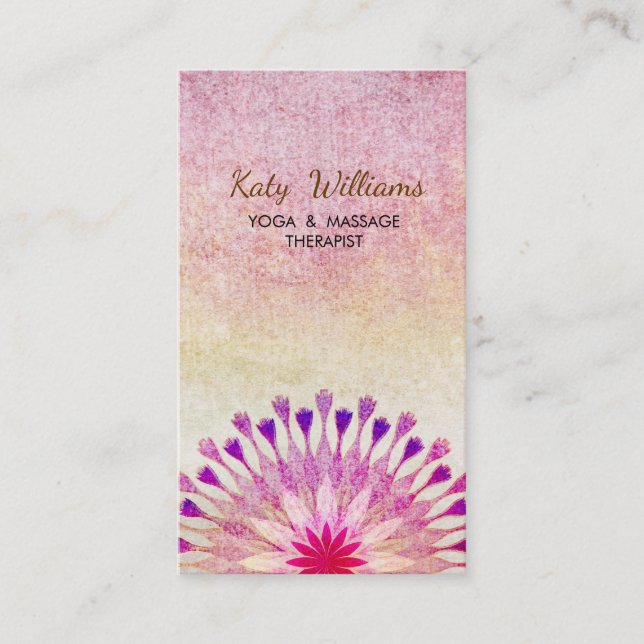 Lotus Flower Yoga Instructor Meditation Holistic Business Card (Front)