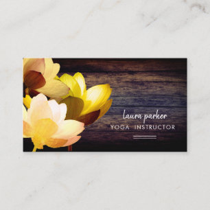 Lotus Flower Yoga Instructor Meditation Zen Wood Business Card