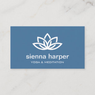 Lotus Flower Yoga Instructor Navy Blue Business Card