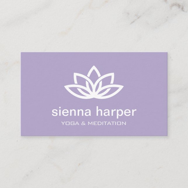 Lotus Flower Yoga Instructor Purple Business Card (Front)