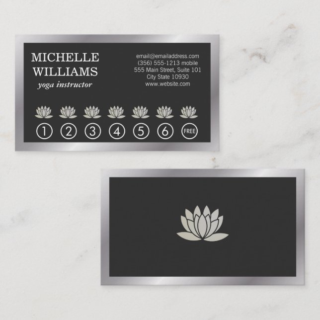 Lotus Flower | Yoga Meditation | Border Loyalty Card (Front/Back)
