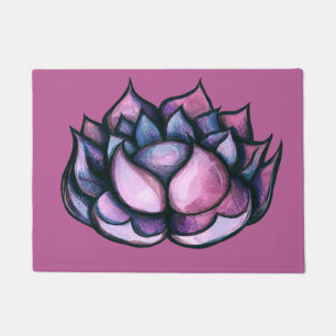 Lotus Flower yoga purple floral Doormat