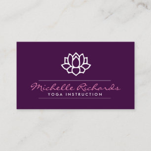 Lotus Flower Yoga Teacher, Life Coach Purple Business Card