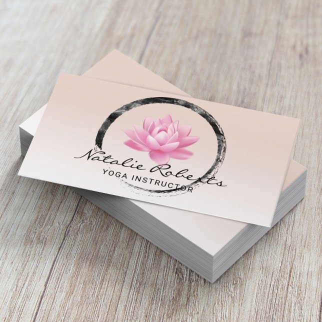 Lotus Flower Zen Circle Yoga Instructor Wellness Business Card (Creator Uploaded)